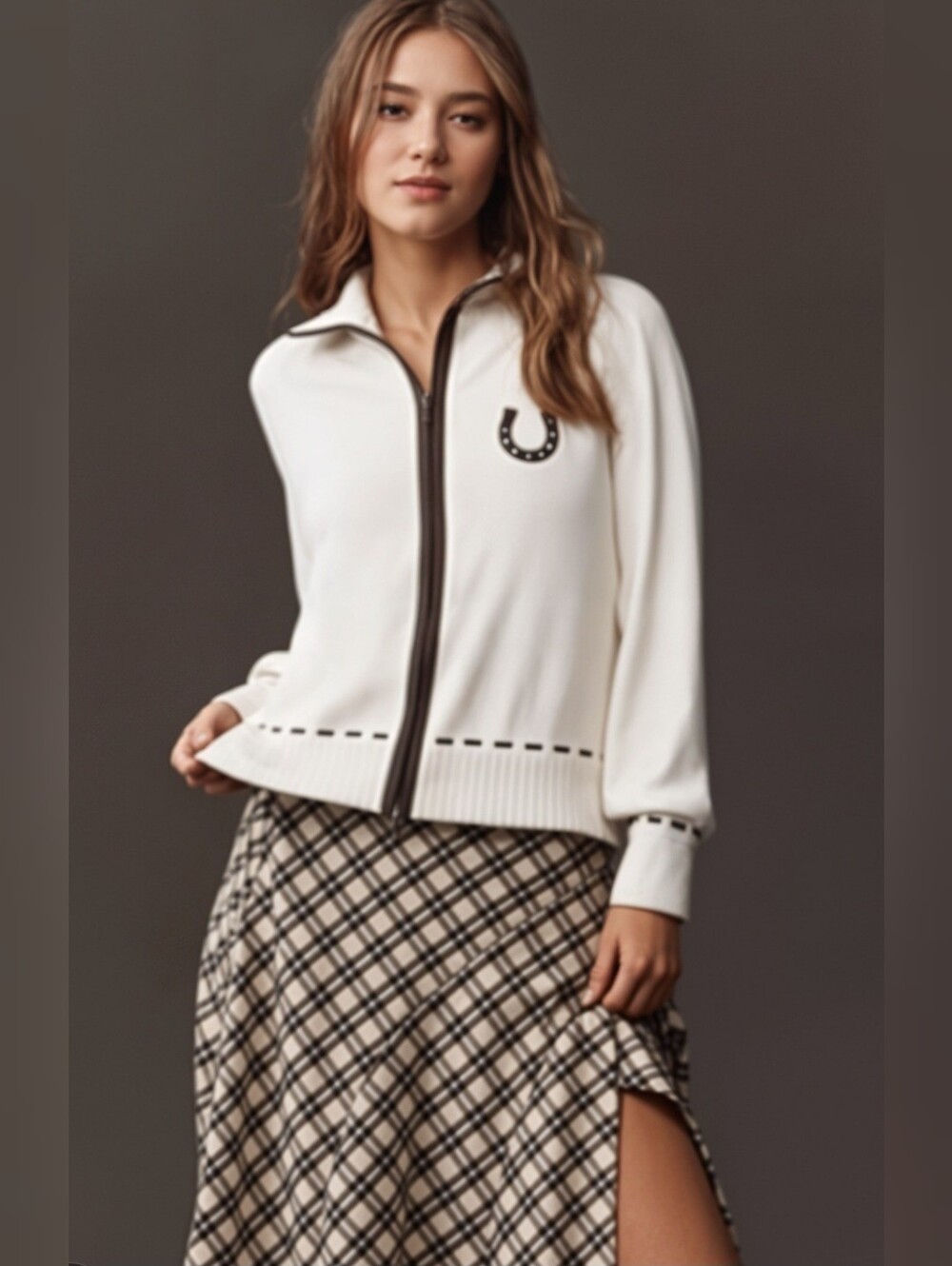 Abercrombie & Fitch Cream Western Full Zip Cardigan